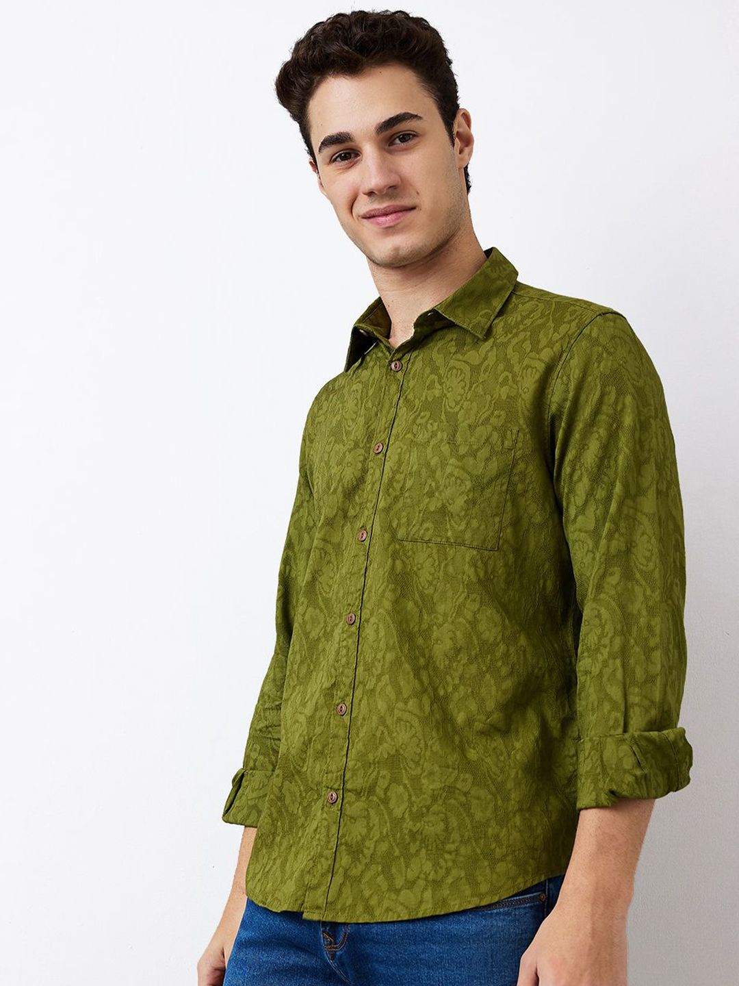 SPYKAR Men Spread Collar Floral Printed Cotton Casual Shirt