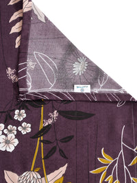 KLOTTHE Purple Floral Polycotton 300 TC Single Fine Bedsheet with a Pillow Cover-89 x 59 inches