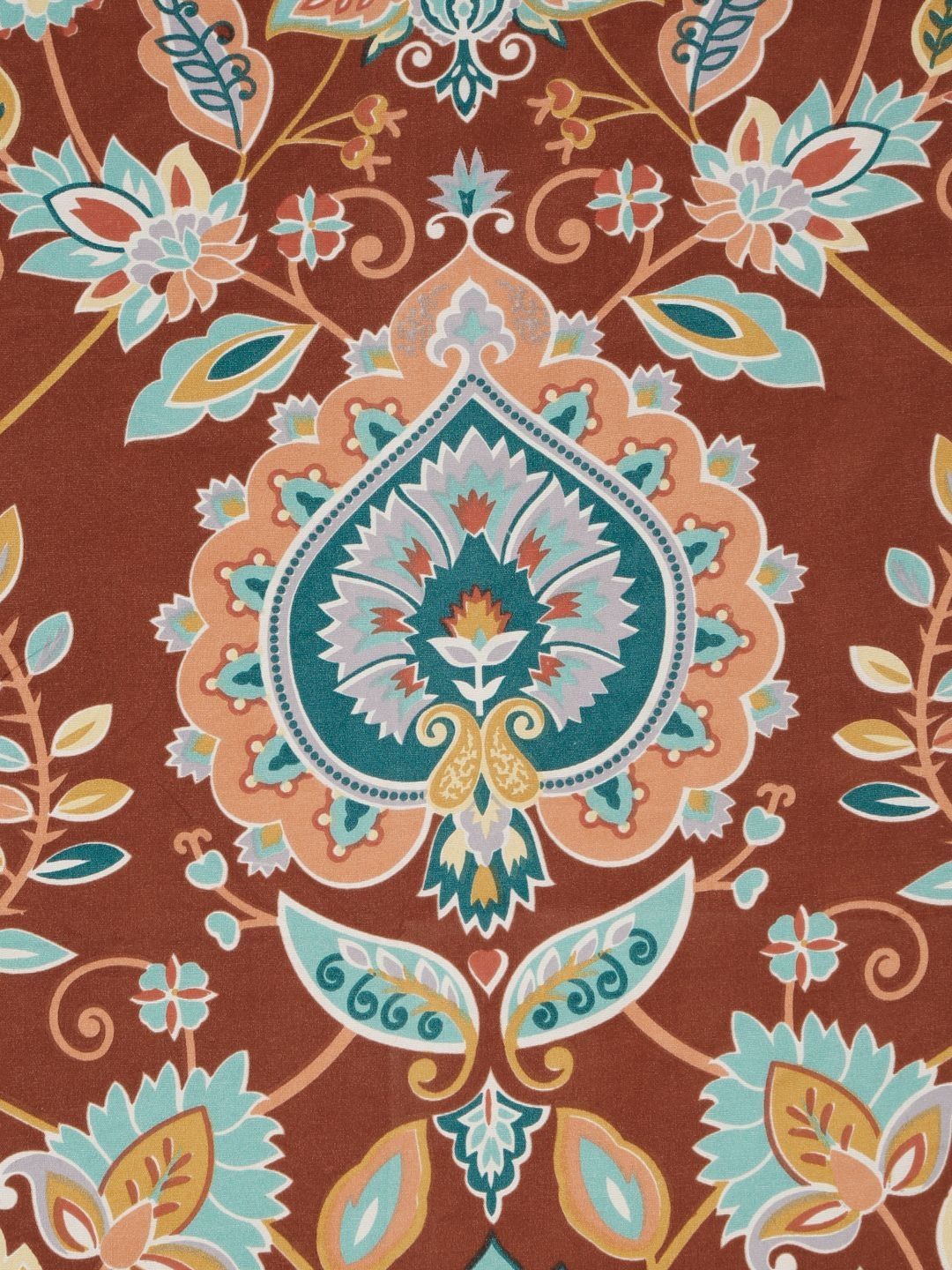Aura Rust & Blue Printed 300 TC King Bedsheet Set 2.5 m x 2.25 m
