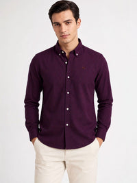 ADRO Men Maroon & Navy Mini Checked Regular Fit Casual Cotton Shirt