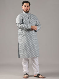 SOJANYA PLUS Plus Size Men Ethnic Motifs Printed Band Collar Straight Kurta With Pyjamas