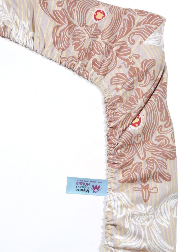 Myntra Elegant Homes Grey & Brown 300 TC Cadar Katil Single dengan 1 Sarung Bantal