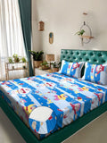Myntra Elegant Homes Blue Printed Cotton 400 TC Fitted King Bedsheet Set-2.5mX2.25m