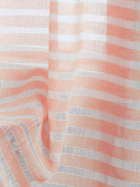 URBAN SPACE Peach-Coloured & White 2 Pieces Striped Sheer Window Curtain