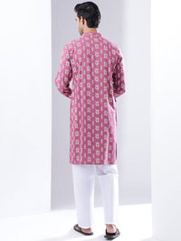 Anouk Lelaki Motif Etnik Bercetak Ikat Kurta Lurus Perayaan