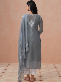 House of Chikankari Embroidered Chikankari Georgette Kurta With Dupatta & Inner