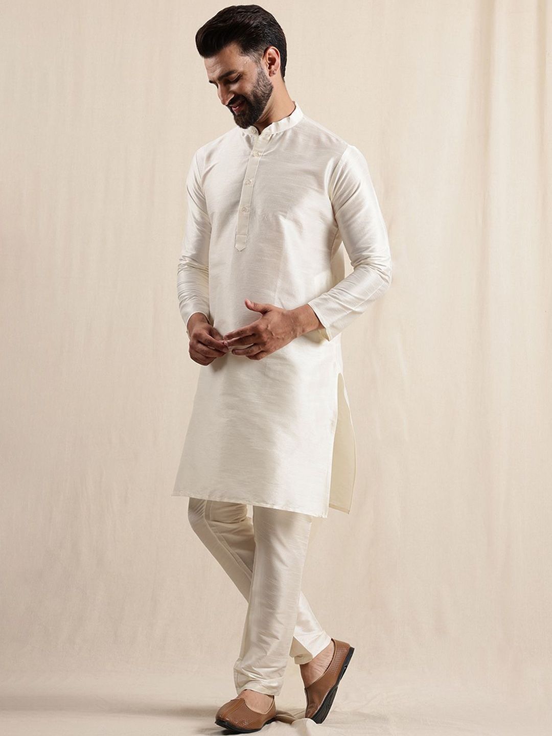 Anouk Men Solid Kurta with Trousers & Nehru Jacket