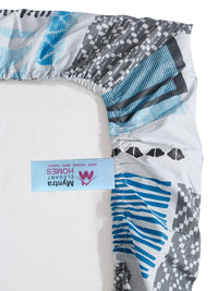 Myntra Elegant Homes Blue & White Geometric 400 TC Single Bedsheet with 1 Pillow Covers