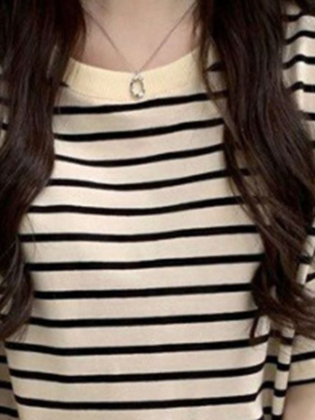 DressBerry Women Striped Drop-Shoulder Sleeves Regular Fit T-shirt