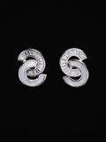 PANASH 925 Sterling Silver Bersalut Rhodium Ibu Mutiara & Stud Bertampal CZ