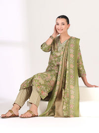 Mamicha Women Floral Printed Regular Thread Work Kurta with Trousers & With Dupatta