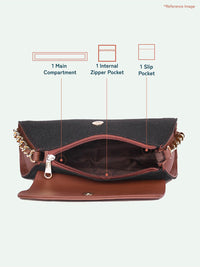ZOUK Floral Printed Half Moon Sling Bag with Tasselled