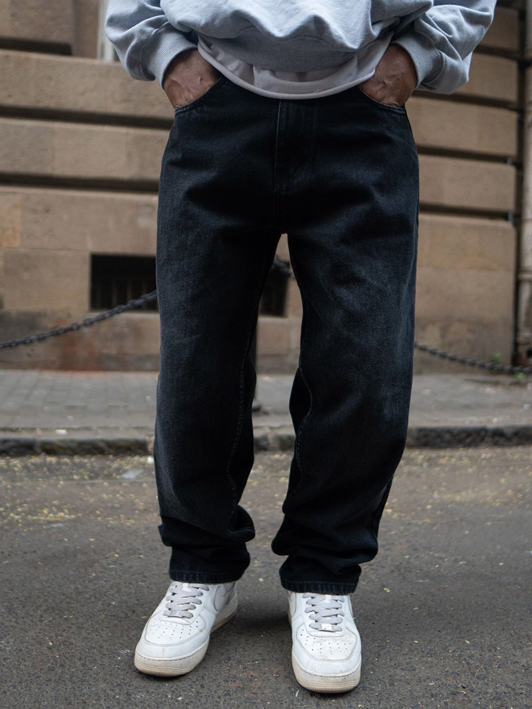 Powerlook Men Black Baggy Fit Denim Jeans
