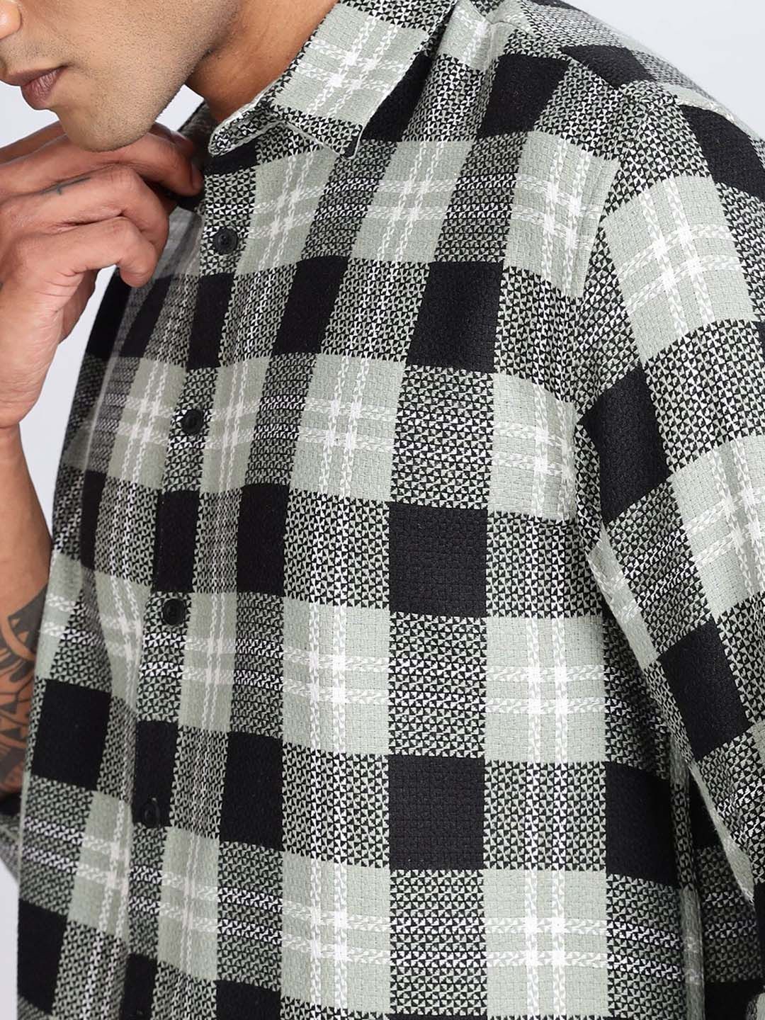 Baju Kasual Kapas Spread Collar Berpetak Eszett