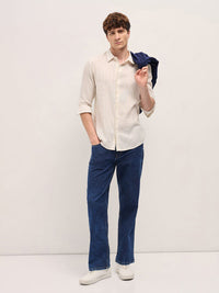 THE BEAR HOUSE Men Slim Fit Spread Collar Vertical Striped Casual Shirt