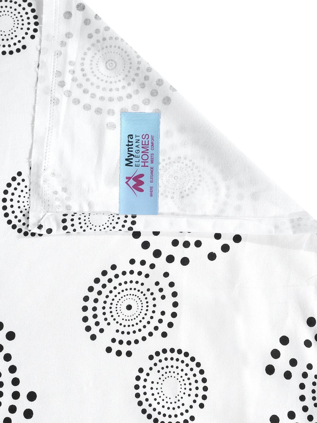 Myntra Elegant Homes White Geometric 400 TC King Cotton Bedsheet with 2 Pillow Covers
