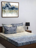 BOMBAY DYEING Urban Living Grey Printed Cotton 400 TC King Bedsheet with 4 Pillow Covers