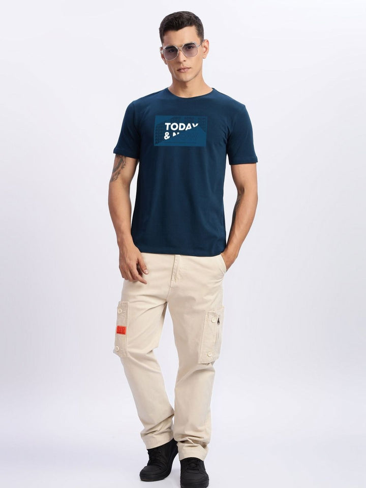 ADRO Men Typography Printed Round Neck Cotton T-shirt