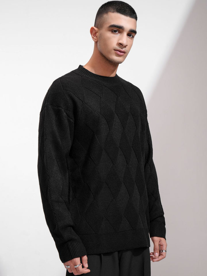 HIGHLANDER Men Round Neck Drop Shoulder Relaxed Sweater