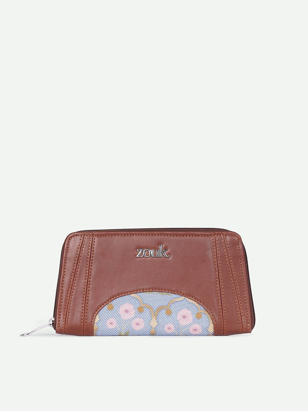 ZOUK Women Floral Printed Leather Arika Zipper Wallet - Jaipur Fresco