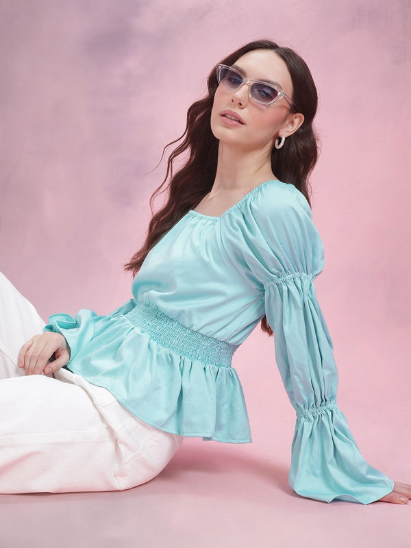 DressBerry Puff Sleeve Peplum Top