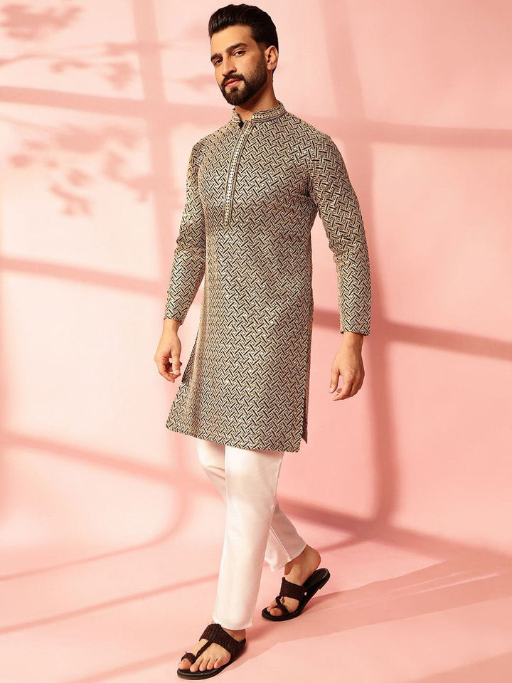 Anouk Men Embroidered Regular Thread Work Pure Cotton Kurta with Pyjamas