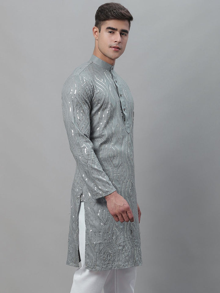 SOJANYA Ethnic Motif Embroidered Sequined Work Pure Cotton Kurta