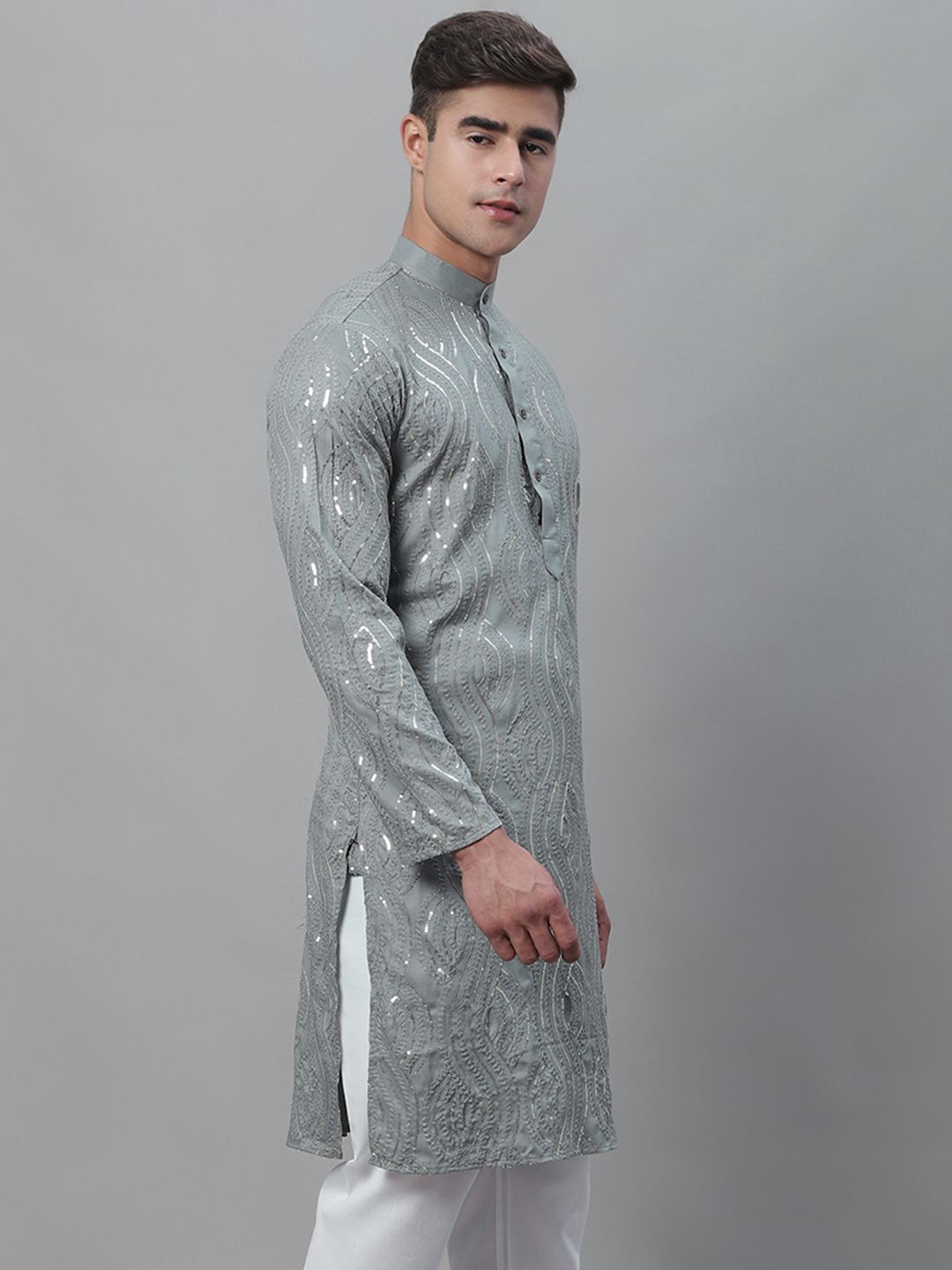 SOJANYA Ethnic Motif Embroidered Sequined Work Pure Cotton Kurta