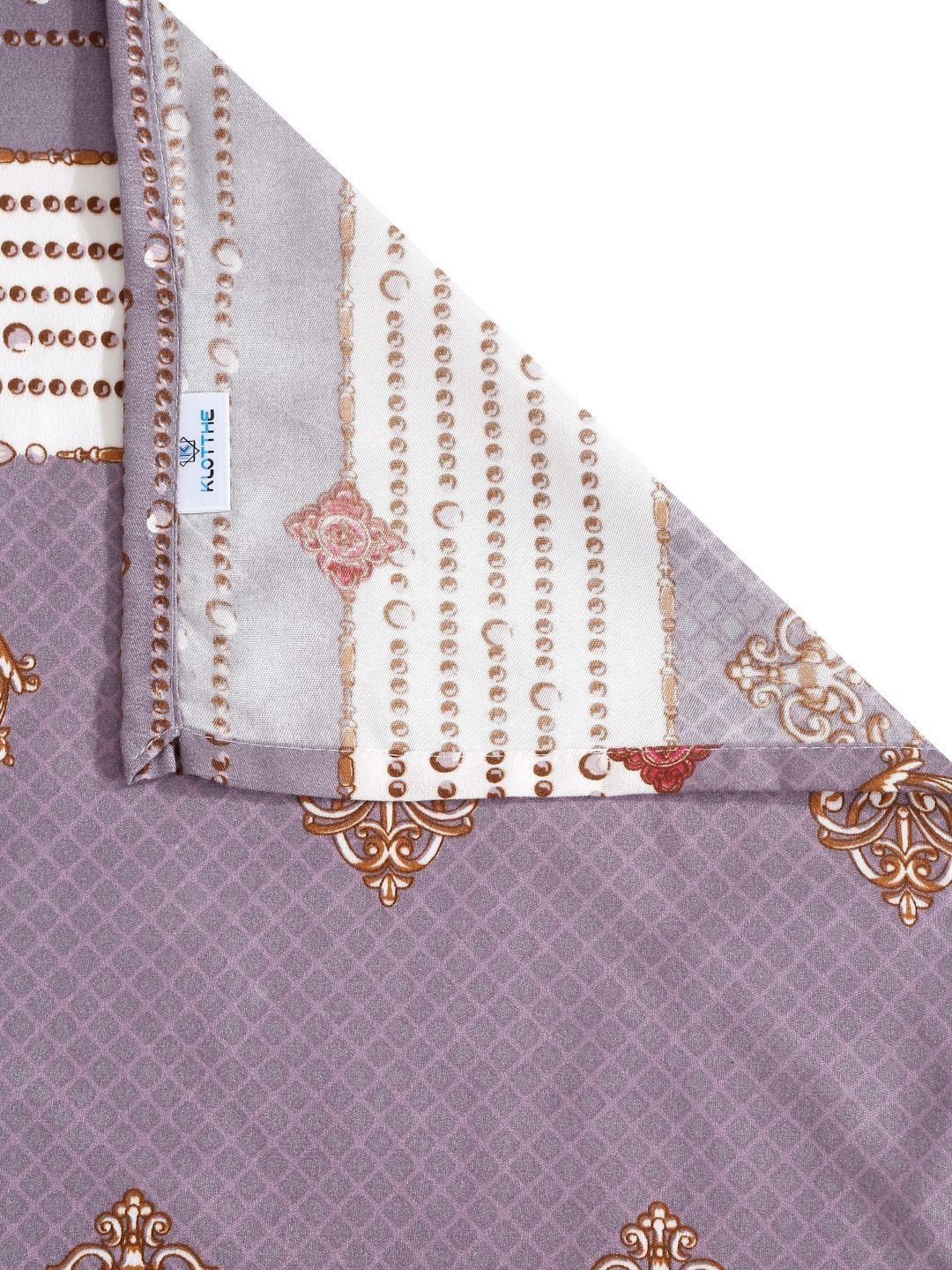 KLOTTHE Jaipuri Purple Ethnic Motifs Cotton 300 TC King Fine Bedsheet with 2 Pillow Covers-250 x 225 cm