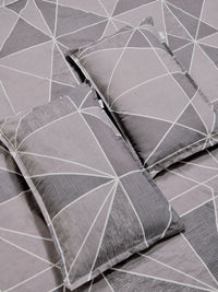KLOTTHE Purple & Grey Geometric 300 TC King Bedsheet with 2 Pillow Covers