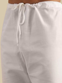 SOJANYA Kurta Lurus Sulam Geometrik Chikankari Kapas Tulen Dengan Piyama & Jaket