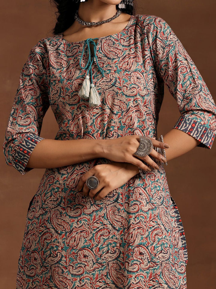 Libas Women Paisley Printed Regular Pure Cotton Kurta with Trousers