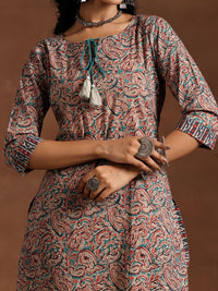 Libas Women Paisley Printed Regular Pure Cotton Kurta with Trousers