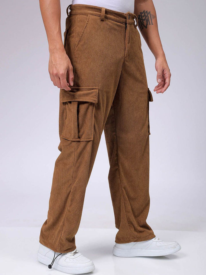 The Indian Garage Co Men Textured Loose Fit Cargos Trousers