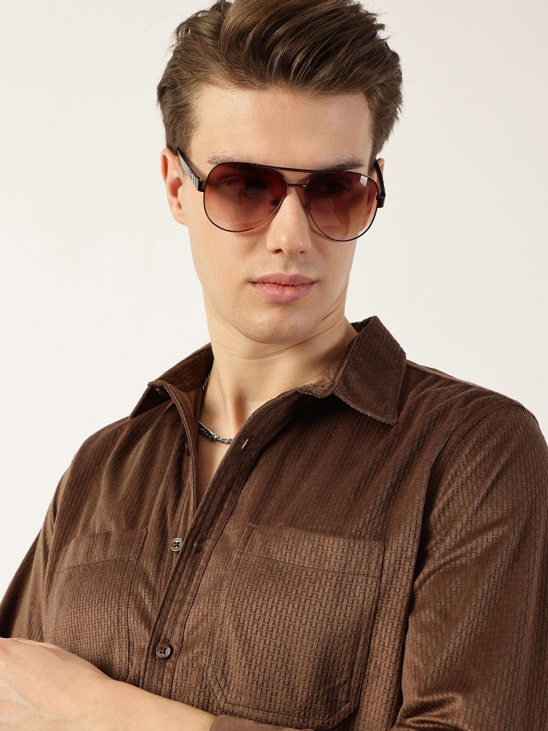 Thomas Scott Men Classic Spread Collar Textured Solid Slim Fit Casual Shirt
