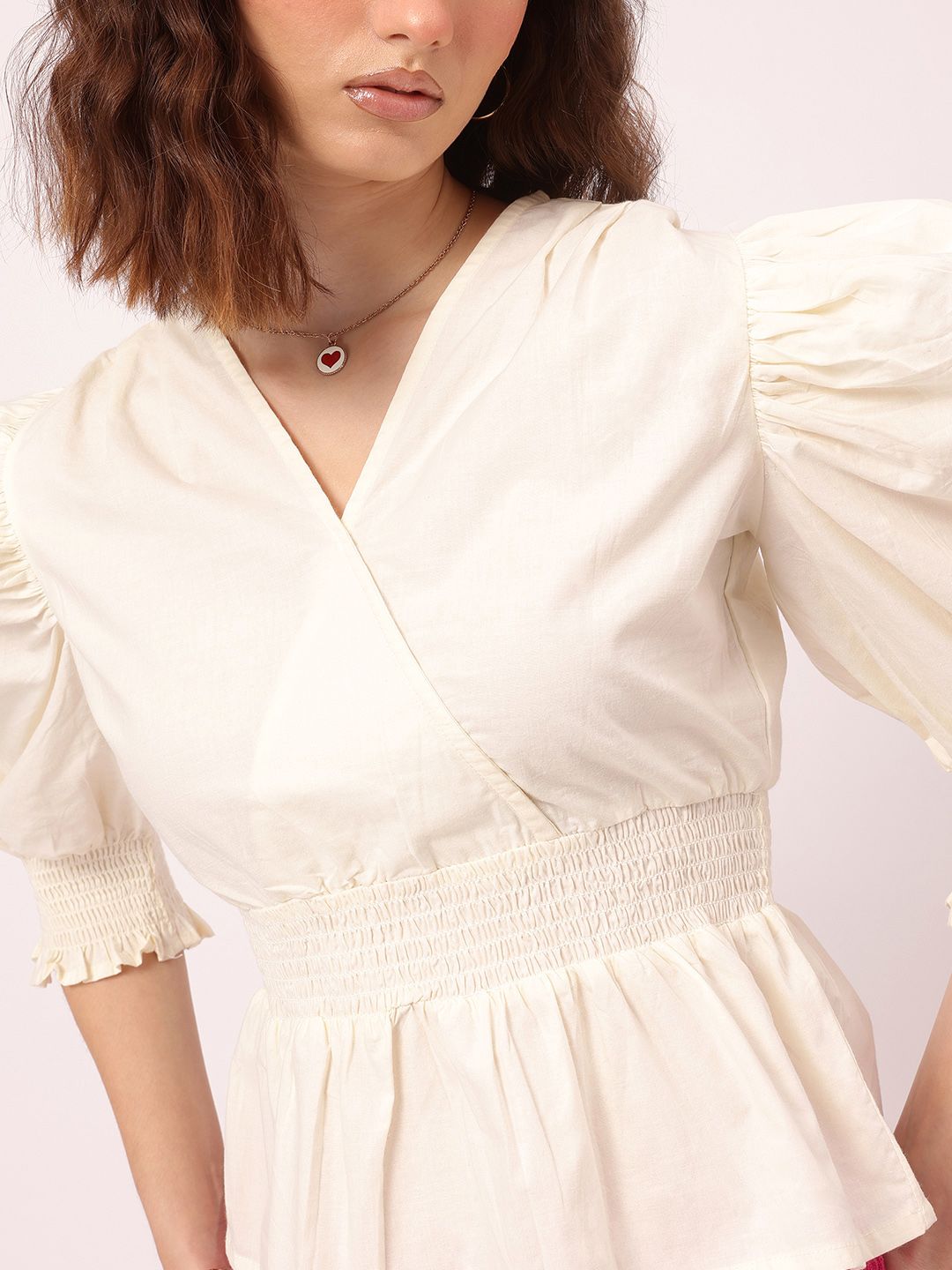 DressBerry Smocked Cinched Waist Top