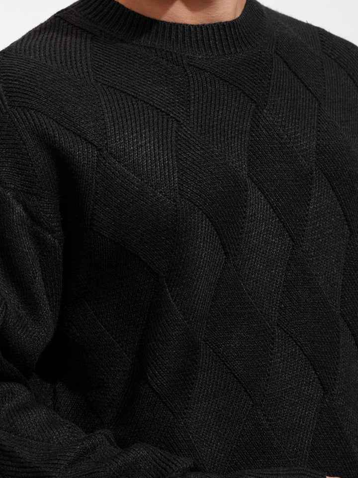 HIGHLANDER Men Round Neck Drop Shoulder Relaxed Sweater