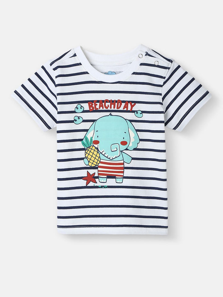 Nauti Nati Boys Printed Short Sleeves Pure Cotton T-shirt With Shorts