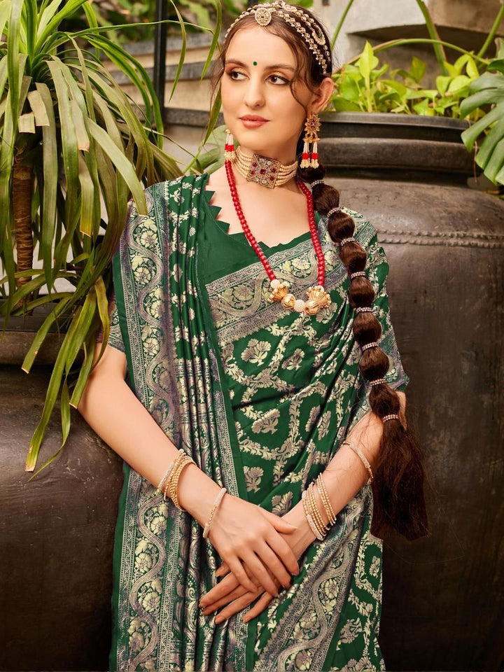 KALINI Woven Design Silk Blend Banarasi Saree