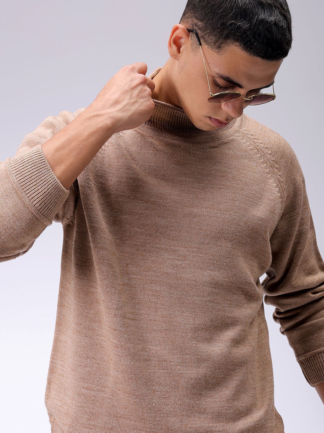 The Indian Garage Co Men Solid Turtle Neck Pullover