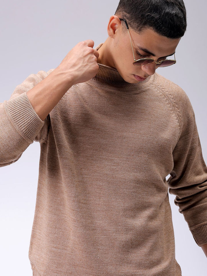 The Indian Garage Co Men Solid Turtle Neck Pullover