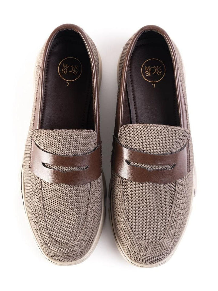 MONKSTORY Lelaki Comfort Mesh Slip-On Loafers Kulit