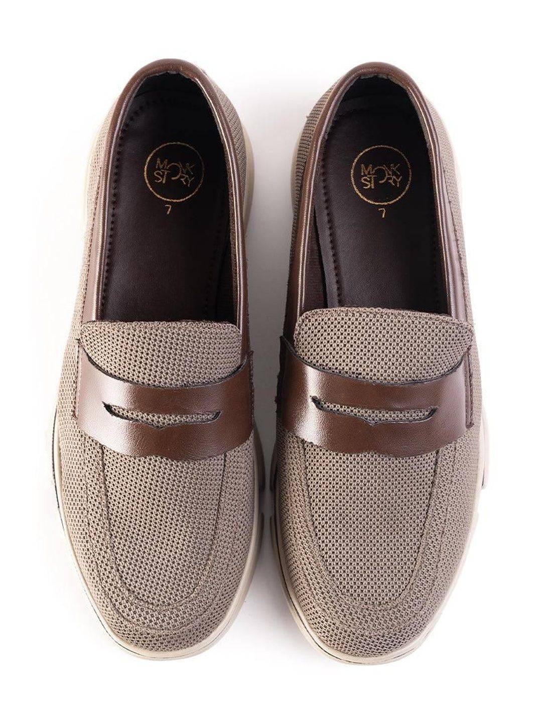 MONKSTORY Lelaki Comfort Mesh Slip-On Loafers Kulit