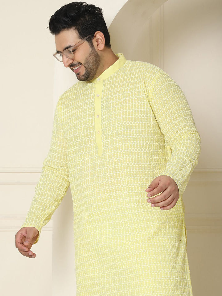 SOJANYA PLUS Ethnic Motifs Embroidered Mandarin Collar Straight Kurta with Pyjamas