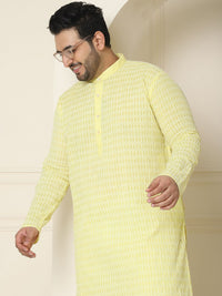 SOJANYA PLUS Ethnic Motifs Embroidered Mandarin Collar Straight Kurta with Pyjamas