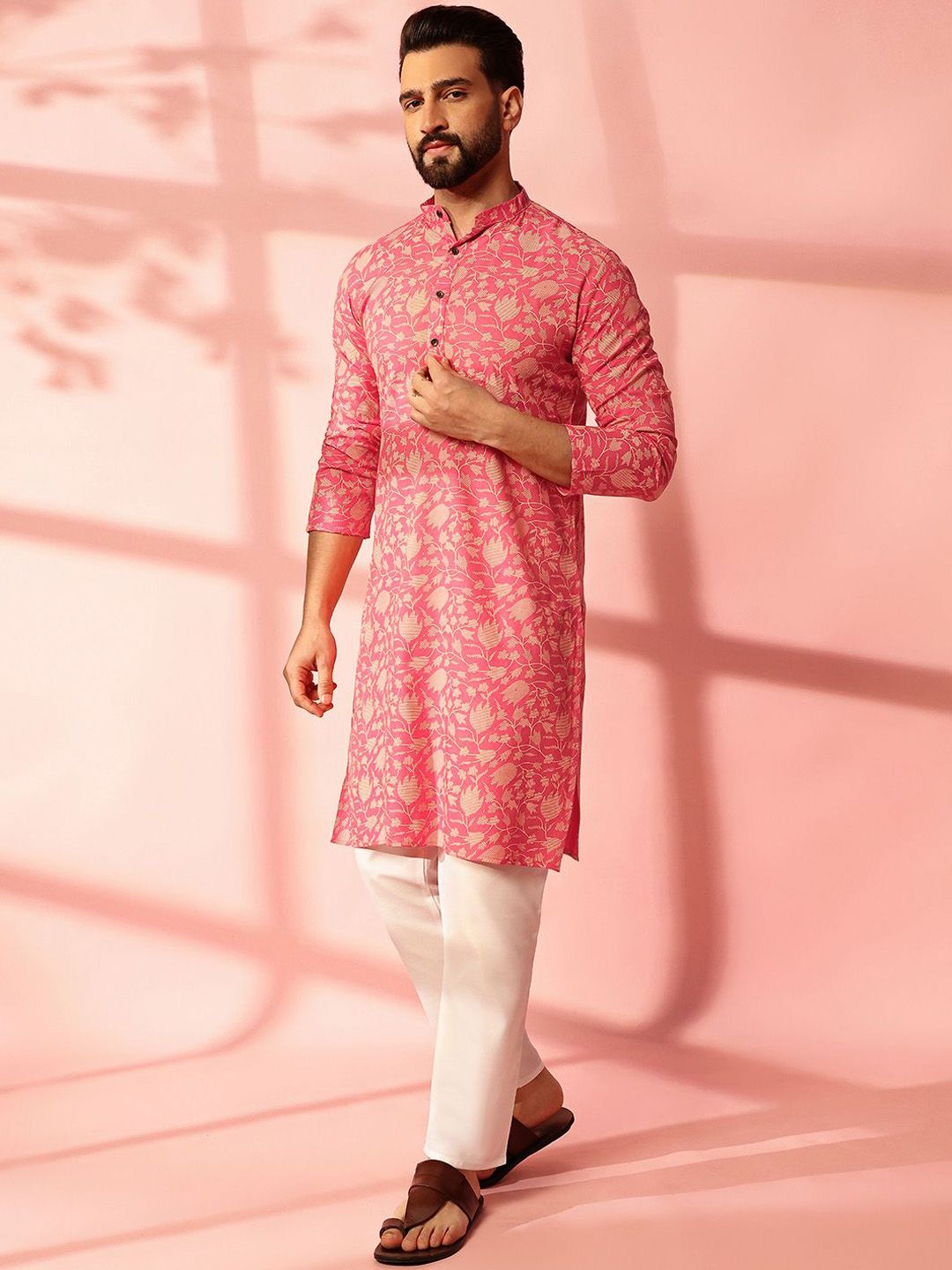 Anouk Men Floral Printed Regular Kurta with Pyjamas