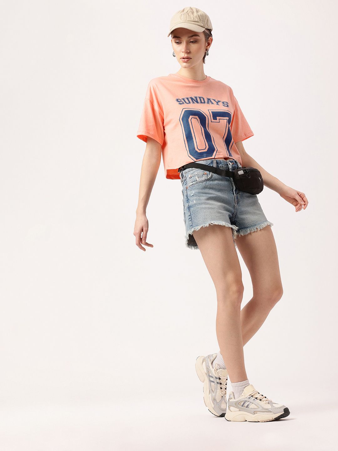 DressBerry Sporty Blend Printed Boxy Fit Crop T-Shirt