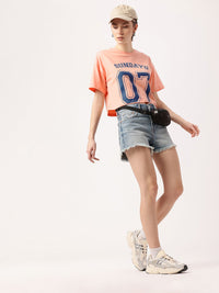 DressBerry Sporty Blend Printed Boxy Fit Crop T-Shirt