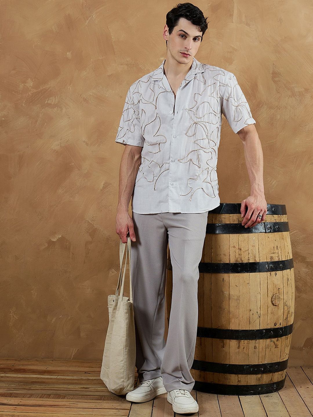 DENNISON Men Korean Loose Fit Four Way Lycra Trouser