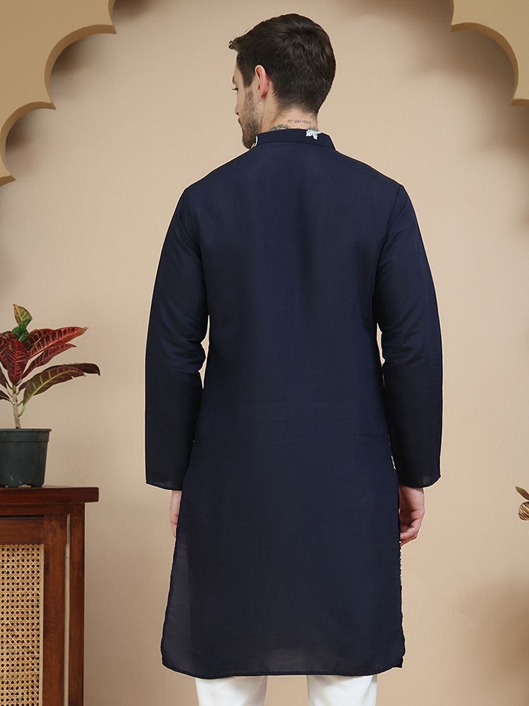 JOMPERS LELAKI Motif Etnik Saluran Silk Lurus Kurta Lurus